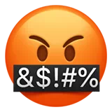 face with symbols on mouth