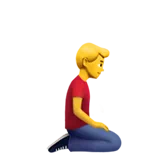 man kneeling facing right