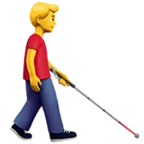man with white cane facing right