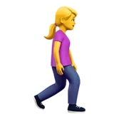 woman walking facing right
