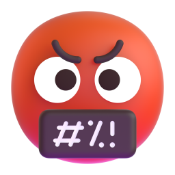 face with symbols on mouth