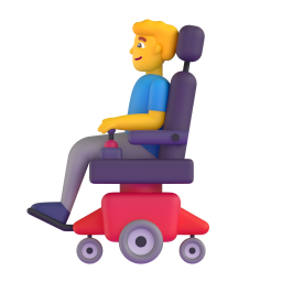 man in motorized wheelchair