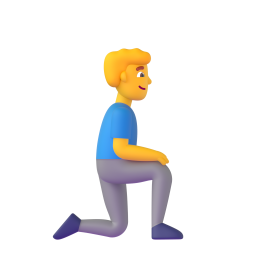 man kneeling facing right