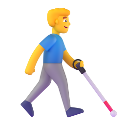 man with white cane facing right