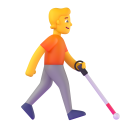 person with white cane facing right