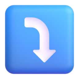 right arrow curving down