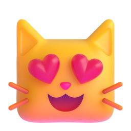 smiling cat with heart-eyes