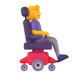 woman in motorized wheelchair facing right