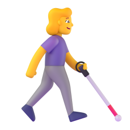 woman with white cane facing right