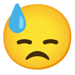 downcast face with sweat