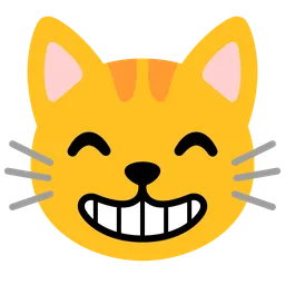 grinning cat with smiling eyes