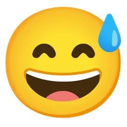 grinning face with sweat