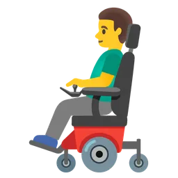 man in motorized wheelchair