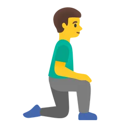 man kneeling facing right