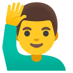 man raising hand