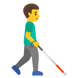 man with white cane facing right