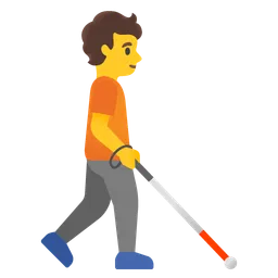 person with white cane facing right
