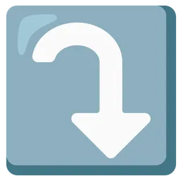 right arrow curving down