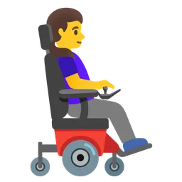 woman in motorized wheelchair facing right