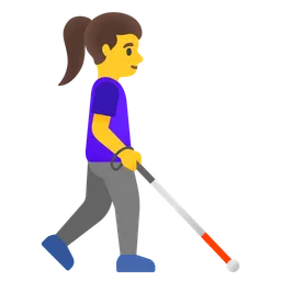 woman with white cane facing right