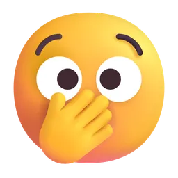 face with open eyes and hand over mouth