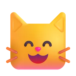 grinning cat with smiling eyes