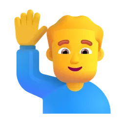 man raising hand