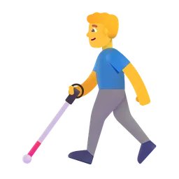 man with white cane