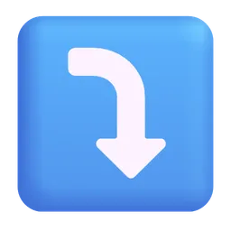 right arrow curving down