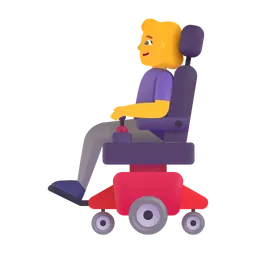 woman in motorized wheelchair