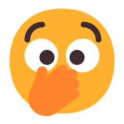 face with open eyes and hand over mouth