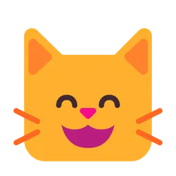 grinning cat with smiling eyes