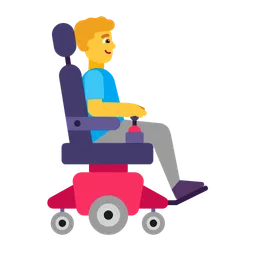 man in motorized wheelchair facing right