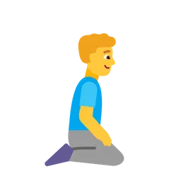 man kneeling facing right