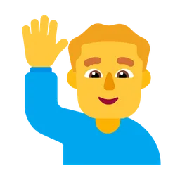 man raising hand