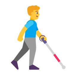 man with white cane facing right