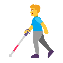 man with white cane