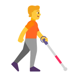 person with white cane facing right