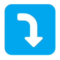 right arrow curving down