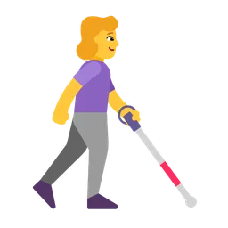 woman with white cane facing right