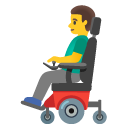 man in motorized wheelchair
