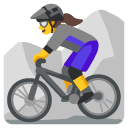 woman mountain biking