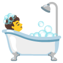 person taking bath