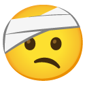 face with head-bandage