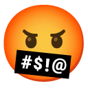 face with symbols on mouth