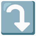 right arrow curving down