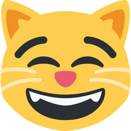 grinning cat with smiling eyes