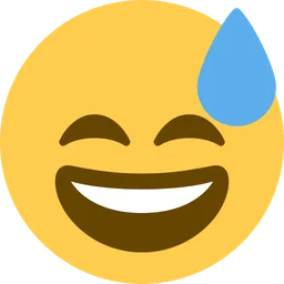grinning face with sweat