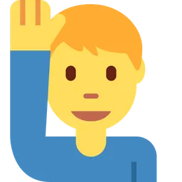 man raising hand