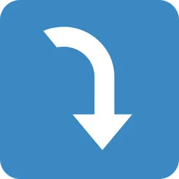 right arrow curving down